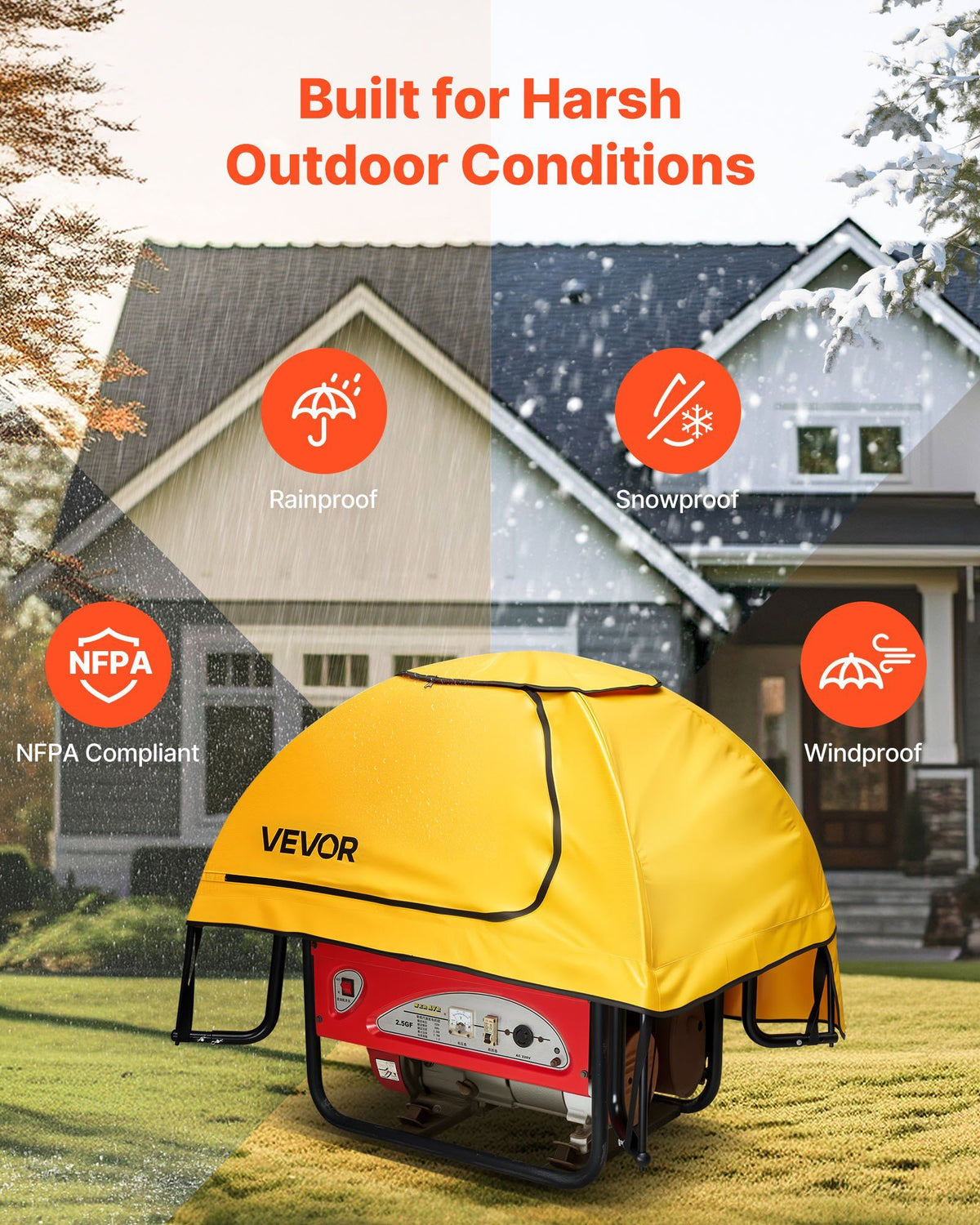 Generator Cover Universal Waterproof Cover 36x26x26in for 70-108in Yellow