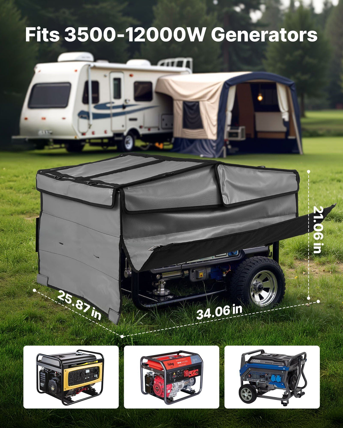 Generator Cover Universal Waterproof Cover 420D 34x26x21in for 3500-12000W