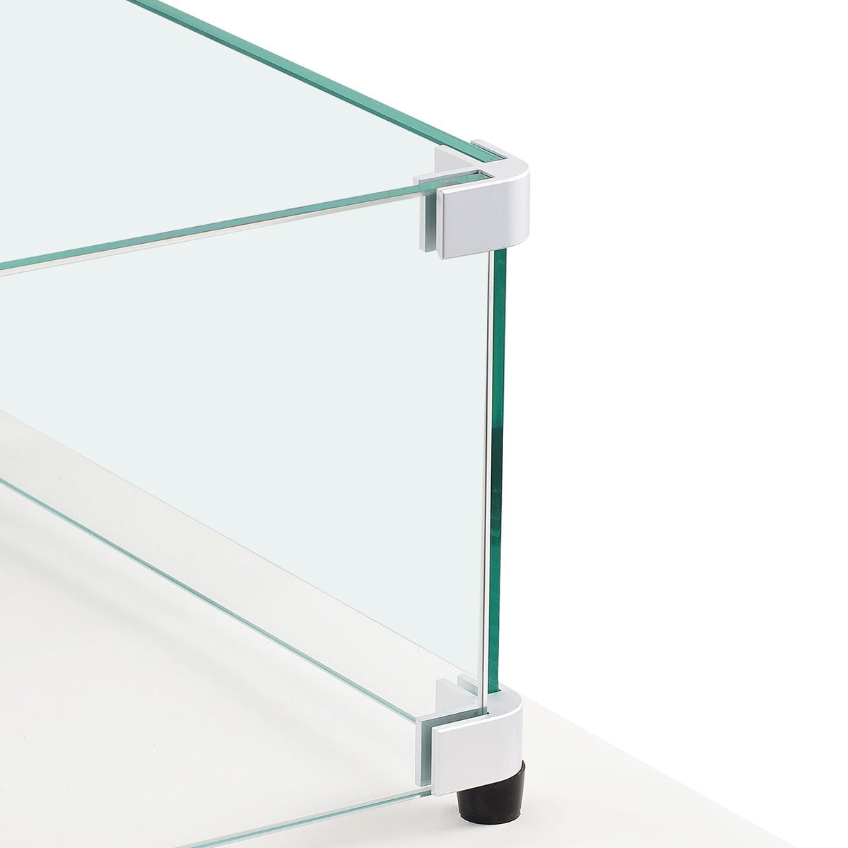 Glass Wind Guard for Rectangular Fire Pit Table 30 x 14 x 7.5 Inch, 0.31 inch Thick and Sturdy Tempered Glass Panel with Hard Aluminum Corner Bracket & Rubber Feet, Easy to Assemble