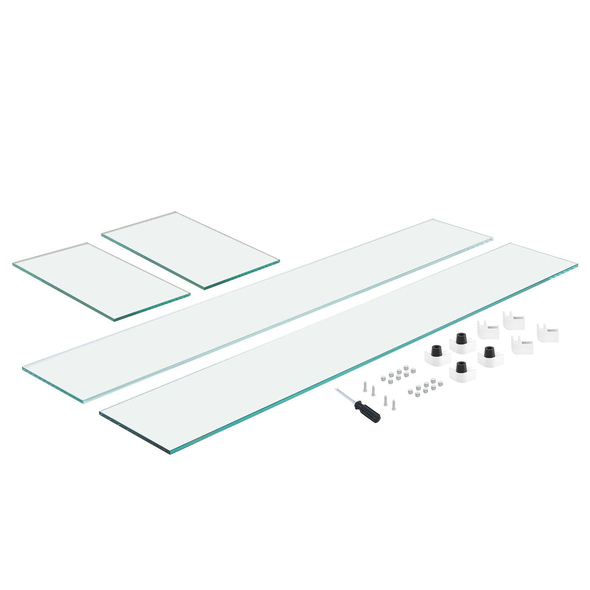Glass Wind Guard for Rectangular Fire Pit Table 31 x 12.5 x 6.5 Inch, 0.31 inch Thick and Sturdy Tempered Glass Panel with Hard Aluminum Corner Bracket & Rubber Feet, Easy to Assemble