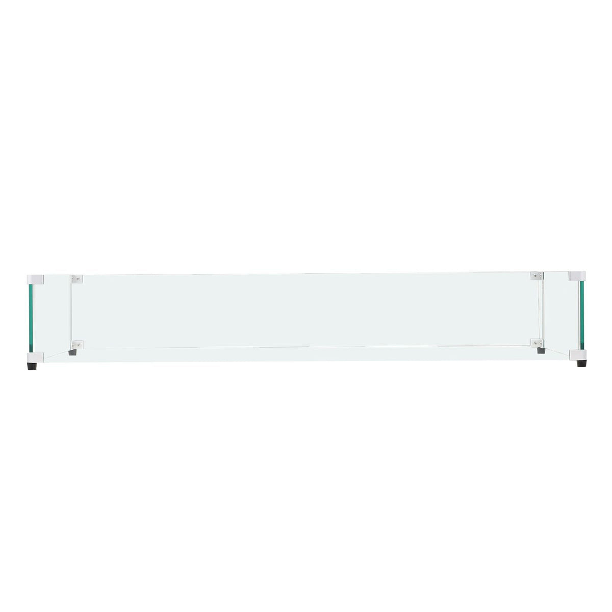 Glass Wind Guard for Rectangular Fire Pit Table 36 x 16 x 7.5 Inch, 0.31 inch Thick and Sturdy Tempered Glass Panel with Hard Aluminum Corner Bracket & Rubber Feet, Easy to Assemble