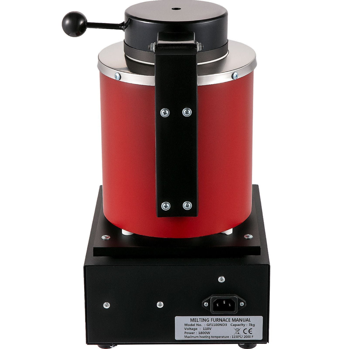 Gold Melting Furnace, 1350W, 2102 Fahrenheit Max Temperature, 3 kg Digital Electric Melting Furnace, with 1 kg and 3 kg Ceramic Crucible and Ingot Die for Processing of Gold, Silver, Copper