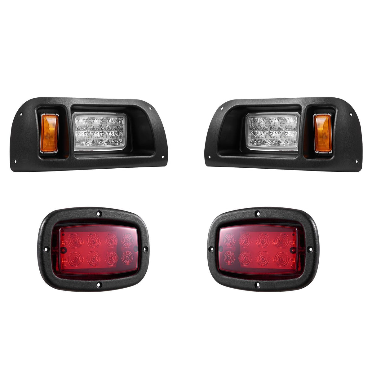 Golf Cart Light Kit, 12 Volt, LED Headlight and Tail Light Kit with Wiring Harness, Switch, Zip Ties, ABS Housing, High-Brightness, Waterproof and Dustproof, Fit for EZGO TXT 1996-2013 Models