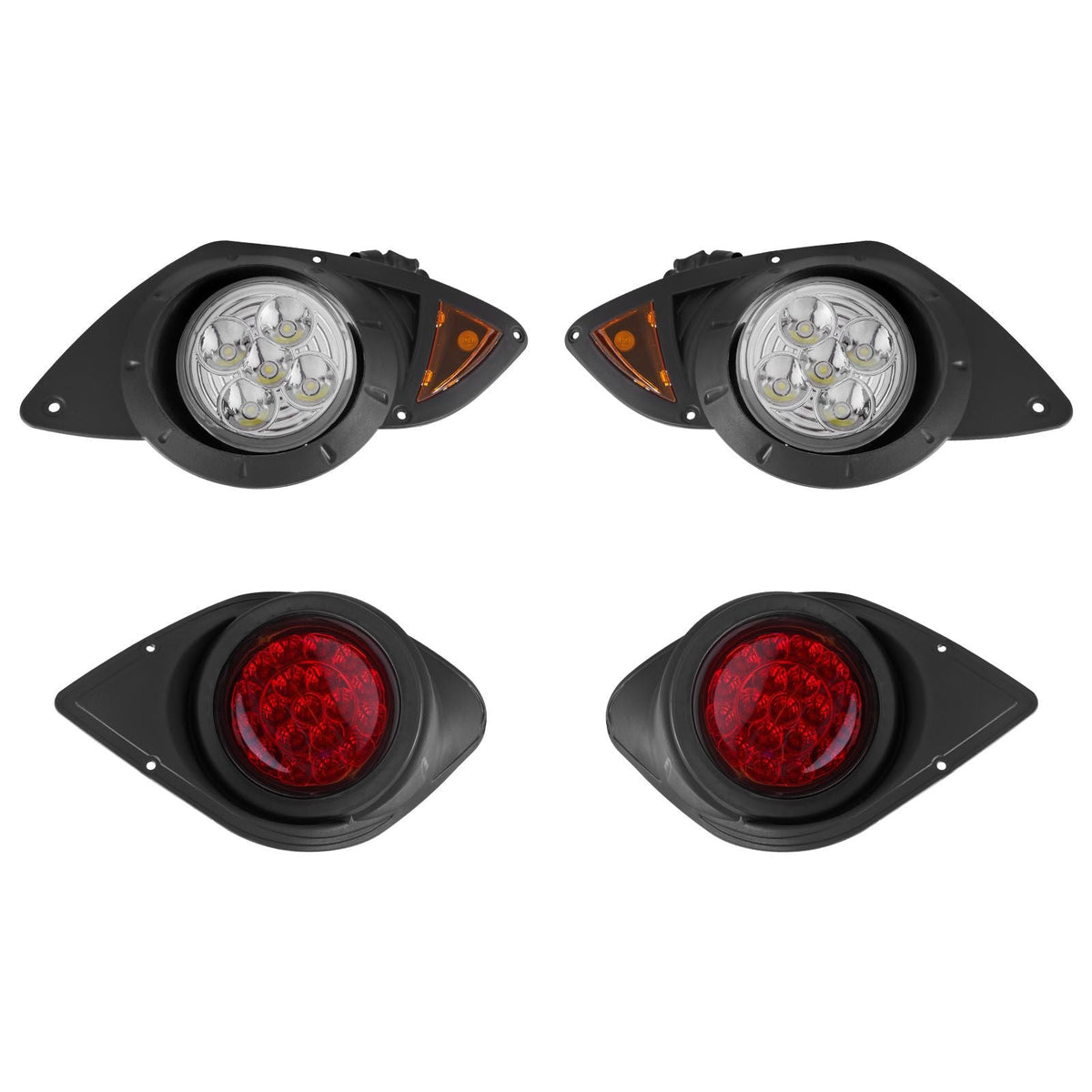 Golf Cart Light Kit, 12 Volt, Street Legal LED Headlight and Taillight Kit with Wiring Harness, Turn Signals, Hazard Light, Switch Horn, Brake Pad, Zip Ties, ABS Housing, for Yamaha G29 2007-Up