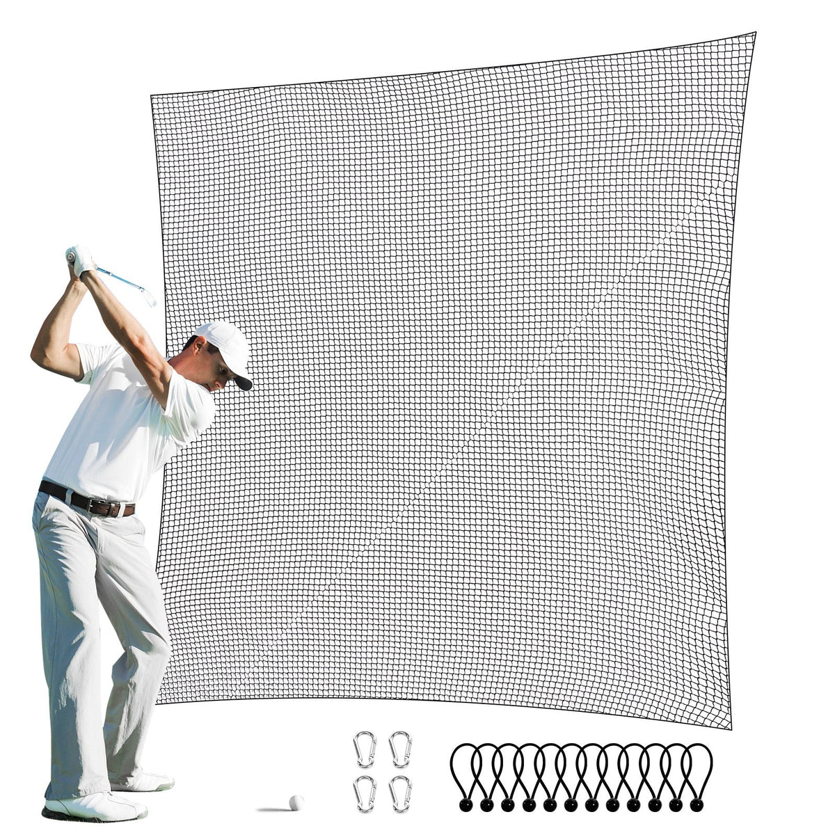 Golf Net, 10x10ft Golf Practice Net, Indoor Hitting Net for Golf, Baseball, Hockey, Soccer, Heavy Duty Nylon DIY Ball Net, Sports Netting Barrier for Backyard Driving Training Swing (Net Only)