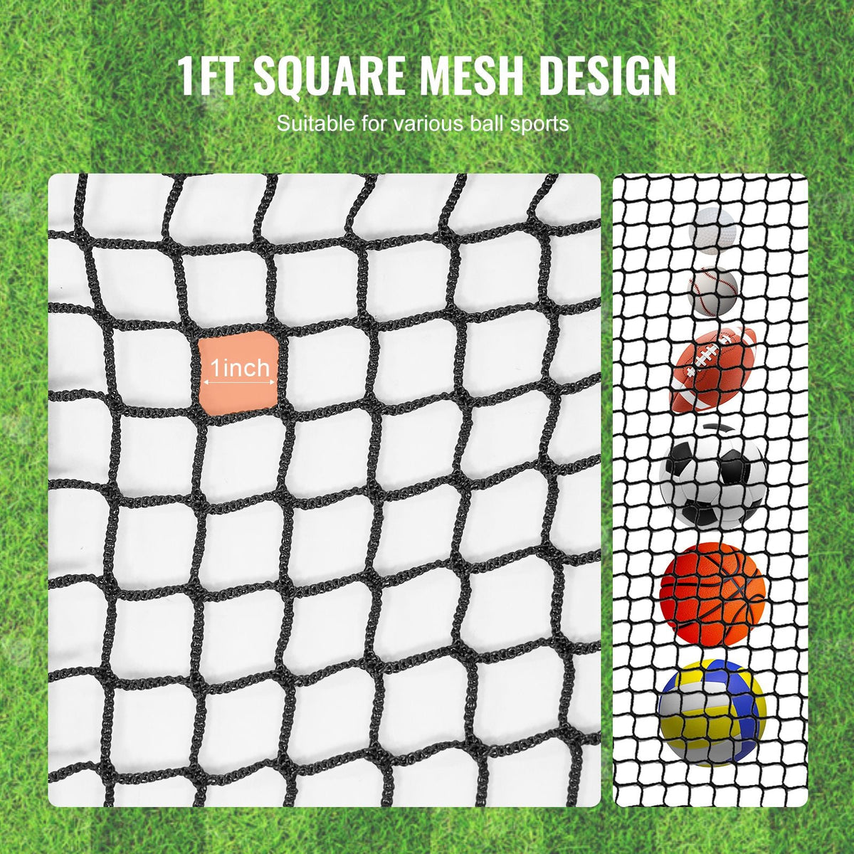 Golf Net, 10x15ft Golf Practice Net, Indoor Hitting Net for Golf, Baseball, Hockey, Soccer, Heavy Duty Nylon DIY Ball Net, Sports Netting Barrier for Backyard Driving Training Swing (Net Only)