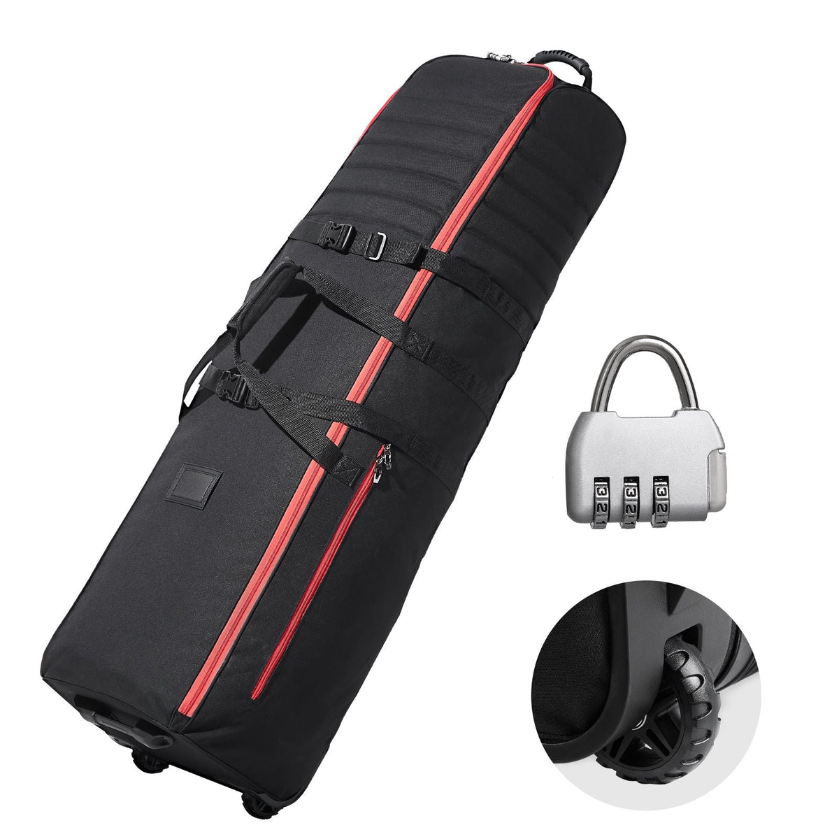 Golf Travel Bag, Outdoors Soft-Sided Golf Travel Cover Case, Heavy Duty 1000D Nylon Wear-Resistant, Padded Golf Luggage Case Cover with Wheels, Foldable Golf Club Storage Bag for Airlines