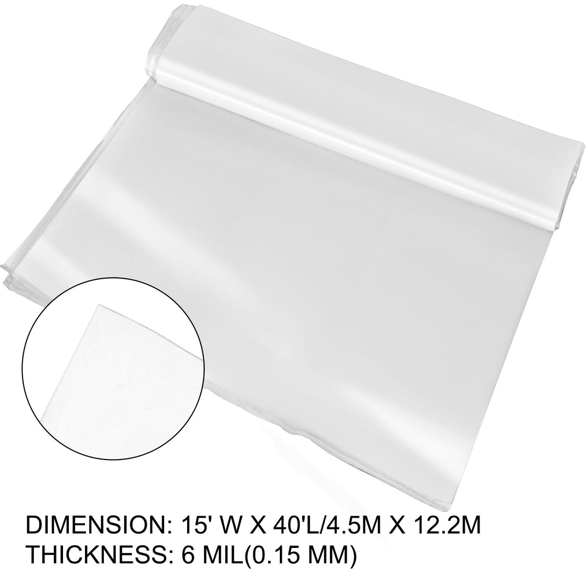 Greenhouse Film 15 x 40 ft, Greenhouse Polyethylene Film 6 Mil Thickness, Greenhouse Plastic Greenhouse Clear Plastic Film UV Resistant, Polyethylene Film Keep Warming, Superior Strength