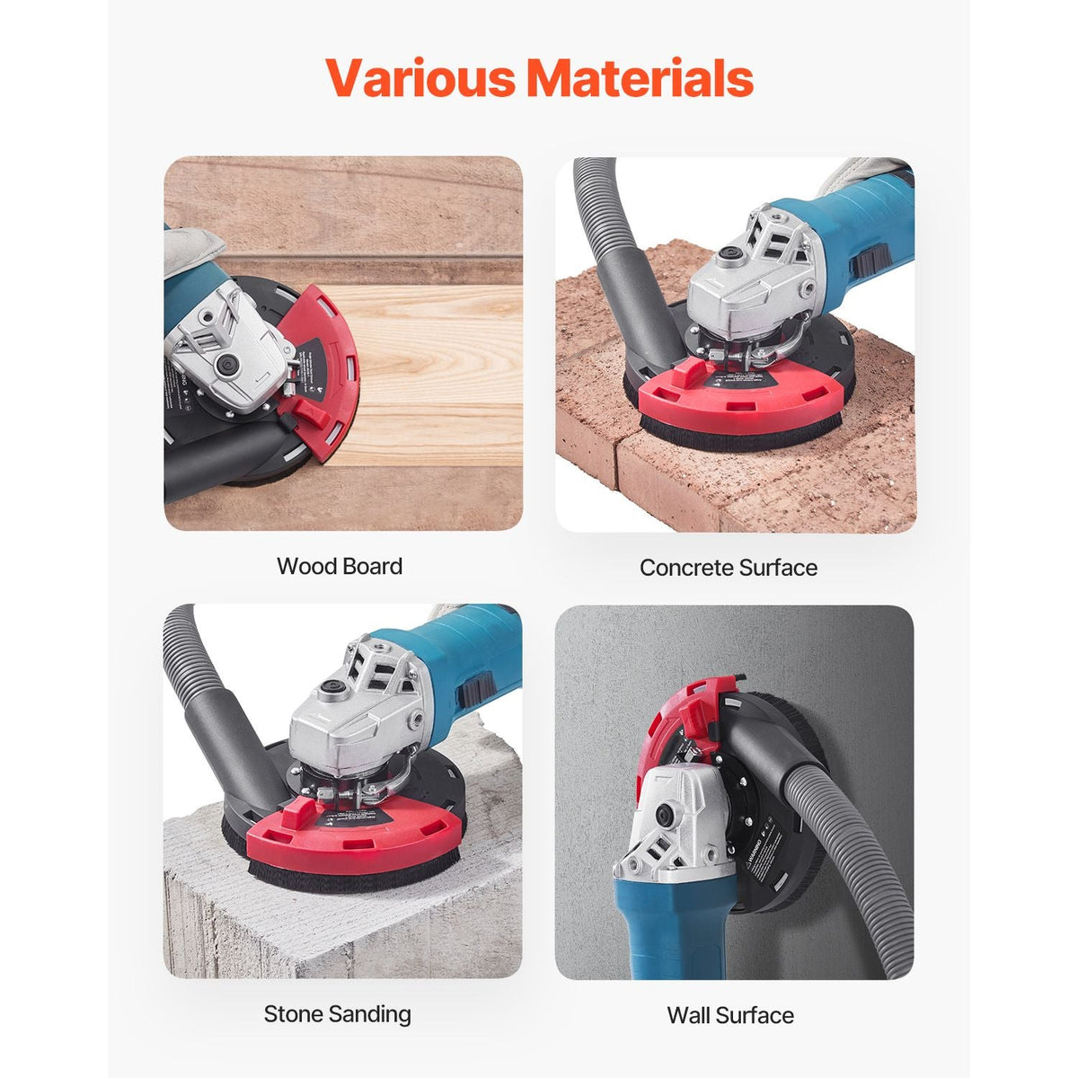 Grinding Dust Shroud for Angle Grinder, Universal 4-5 in, Surface Grinder Dust Shroud with 6 Clamping Washers & 5 in Diamond Grinding Cup Wheel, Connect to Vacuum Cleaner, for Wood Concrete Wall