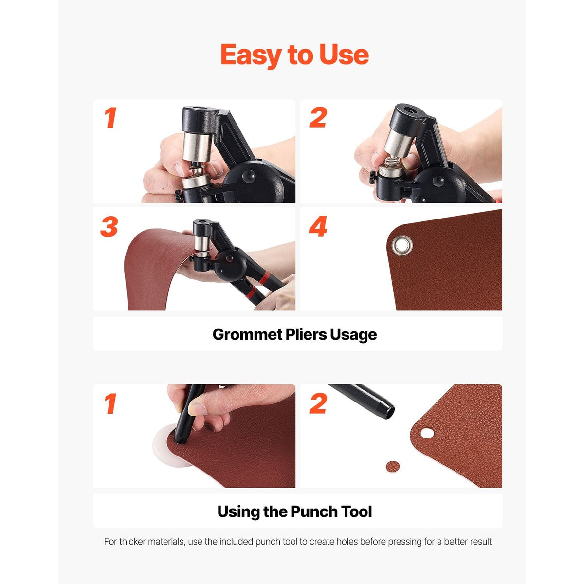 Grommet Tool Kit, 500 PCS 1/4 Inch Metal Eyelets Grommets in Gold and Silver, Eyelet Kit with Manual Grommet Press Pliers, Hole Punch, and Block, for Leather Tarp Shoes Crafts Fabric Belt