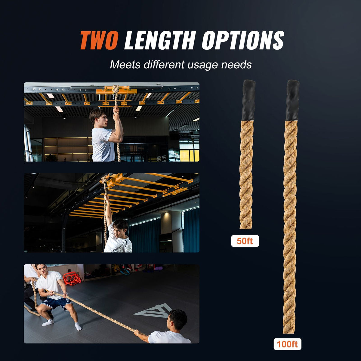 Gym Climbing Rope, 1" Diameter 100 ft Length Gym Fitness Training Rope, Gym Exercise Workout Rope for Adults, Climbing Rope for Fitness and Strength Training, Climbing Exercise, Home Workout