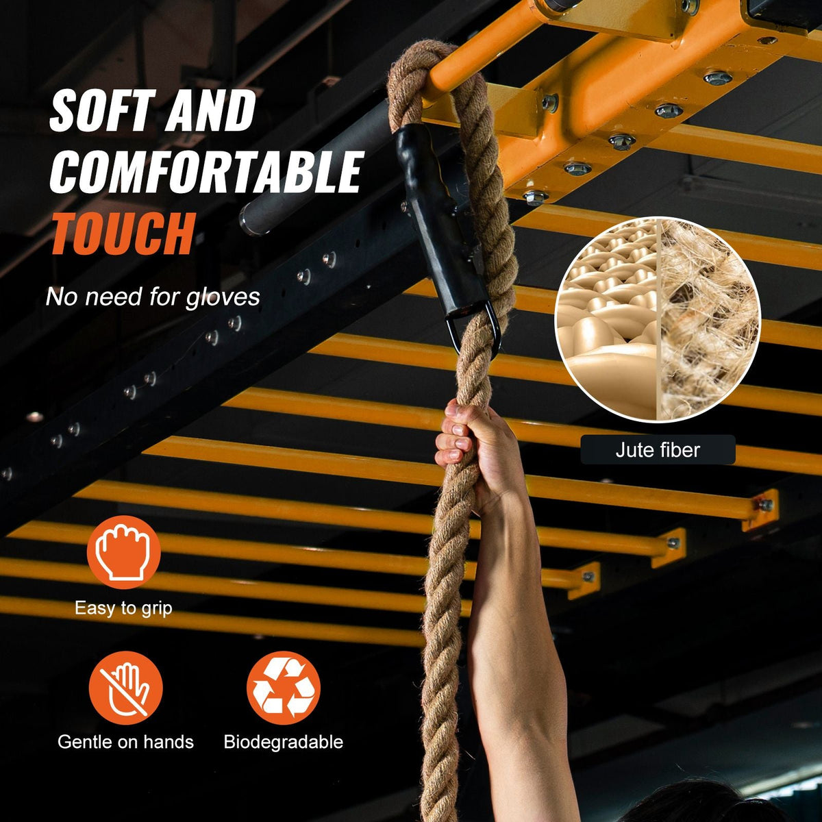 Gym Climbing Rope, 1.5" Diameter 10 ft Length Gym Fitness Training Rope, Gym Exercise Workout Rope for Adults, Climbing Rope for Fitness and Strength Training, Climbing Exercise, Home Workout
