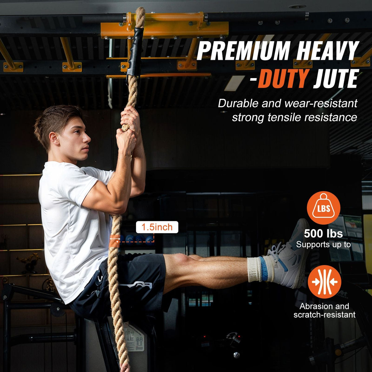 Gym Climbing Rope, 1.5" Diameter 10 ft Length Gym Fitness Training Rope, Gym Exercise Workout Rope for Adults, Climbing Rope for Fitness and Strength Training, Climbing Exercise, Home Workout