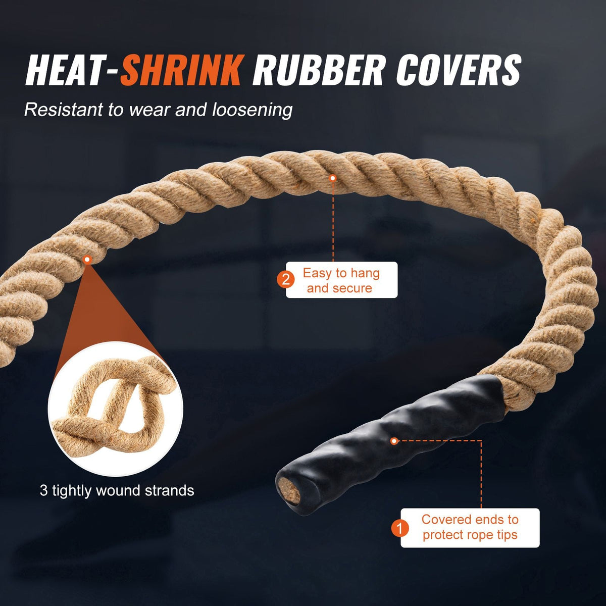 Gym Climbing Rope, 1.5" Diameter 20 ft Length Gym Fitness Training Rope, Gym Exercise Workout Rope for Adults, Climbing Rope for Fitness and Strength Training, Climbing Exercise, Home Workout