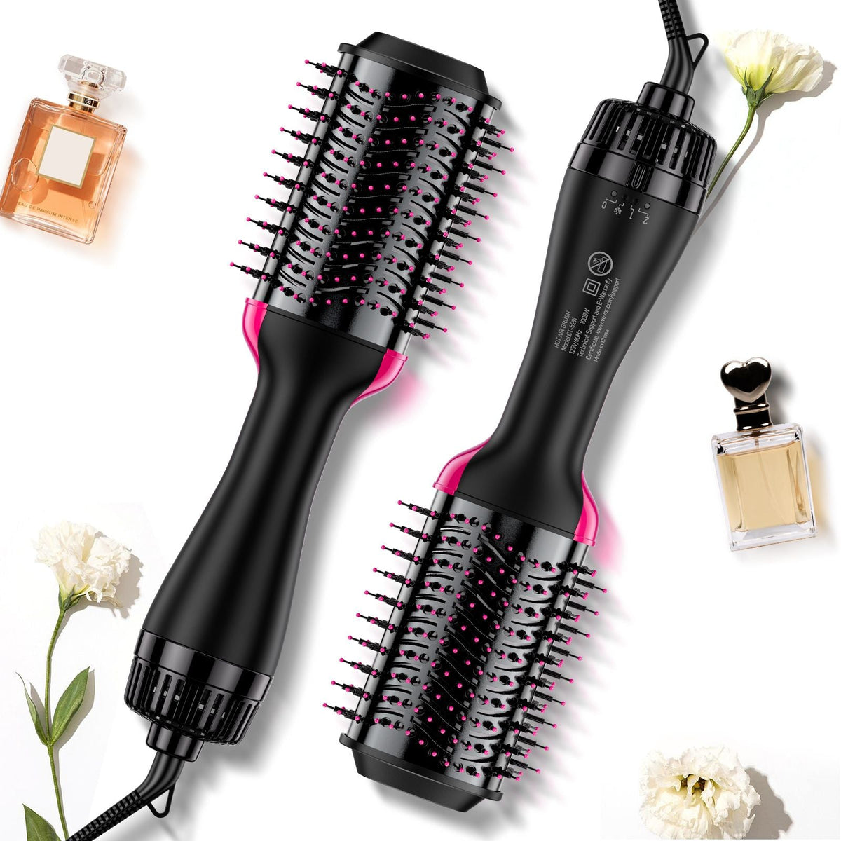 Hair Blow Dryer Brush, 4 in 1 Ionic Hair Dryer and Styler Volumizer with 2.95" Ceramic Coating Oval Barrel & 3 Heat Settings, Professional Hot Air Styling Brush for Straightening Drying Curling