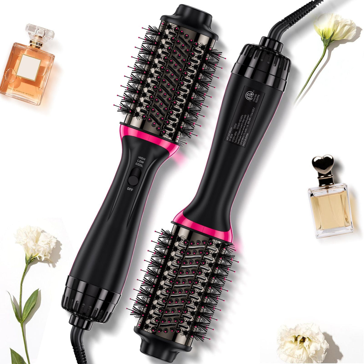 Hair Blow Dryer Brush, 4 in 1 Ionic Hair Dryer Styler and Volumizer with Electroplated Titanium & 2.56" Ceramic Coating Oval Barrel, 3-Temp Hot Air Styling Brush for Drying Straightening Curling
