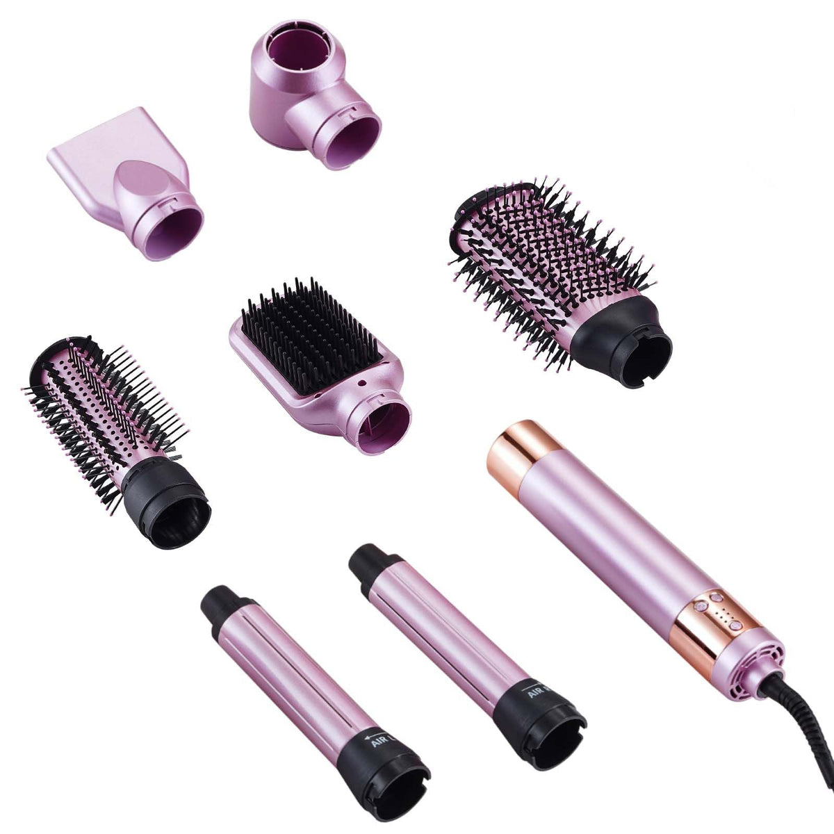 Hair Styler and Dryer Brush, 6-in-1 Multi Air Styler, 110,000RPM High-Speed Ionic Blow Dryer Brush with Brushless Motor, 2 Auto-Wrap Curlers, 3 Brush & 2 Nozzles, Styling Tool for All Hair Type