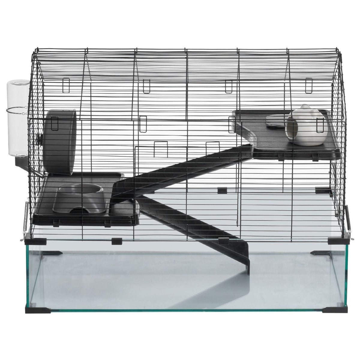 Hamster Cage, 360° Viewing Transparent Hamster Habitats, Small Animal Cage, 29.5 x 17.3 x 24 in, Ventilated Pet Mouse Cages with Water Bottle, Portable Hamster House for Rats, Guinea Pigs
