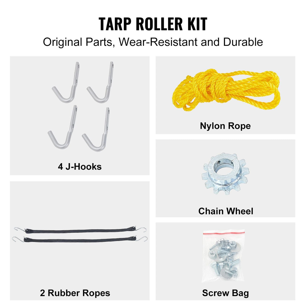 Hand Crank Tarp Roller Kit, 64" to 104" Wide, Aluminum Alloy, Manual Cab Level Dump Truck Tarp Roller with 7" Sponge-Wrapped Handle, Perfect for Dump Trucks, Trailers, Trash Haulers (No Tarp)