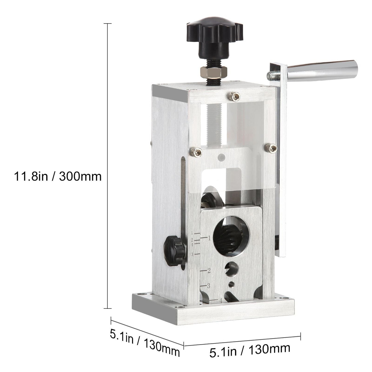 Hand-Operated Wire Stripper, 0.06''-1.5'' Cable Removal Tool, Drill Attachment Option, Clear Depth Gauge, Lightweight Aluminum Build for Efficient Copper Scrap Processing