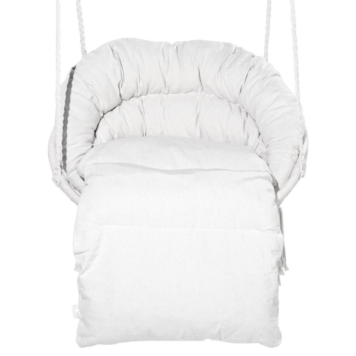 Hanging Hammock Swing Chair, 330 Lbs Capacity, Macramé Hanging Chair with Cushion and Mounting Hardware, Cotton Rope Swing Chair for Bedroom, Balcony, Patio, Garden, Beige