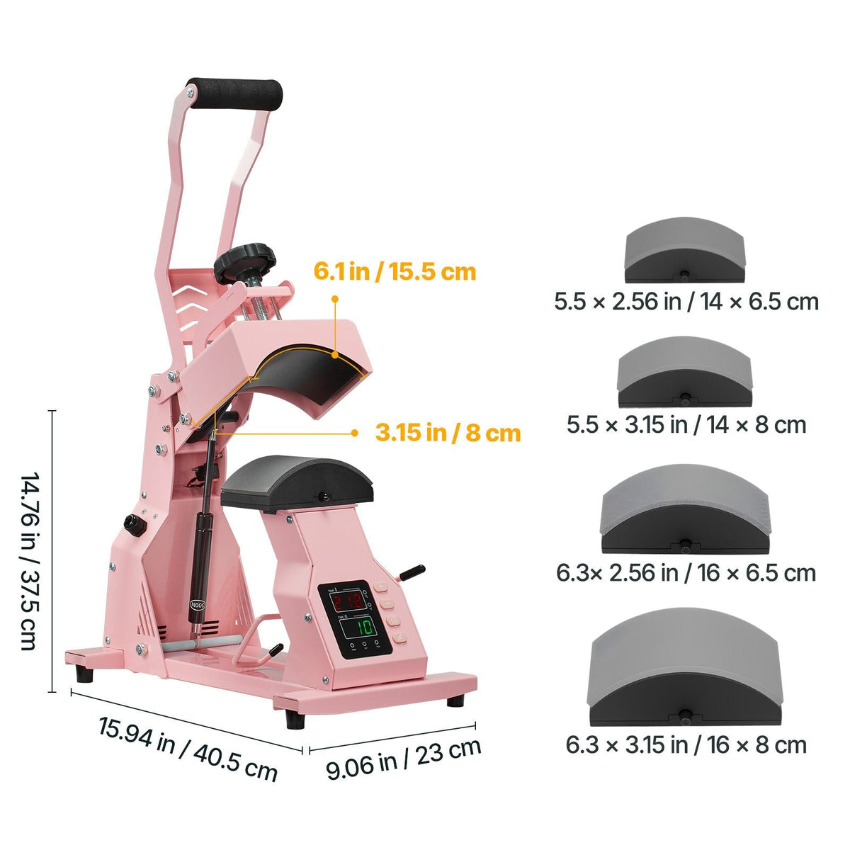 Hat Heat Press Machine, with 4pcs Interchangeable Platens, Precise Temperature and Time Control, Hat Press for HTV Iron On and Sublimation Projects, for Caps, Headbands, Cuffs, Face Masks, Pink