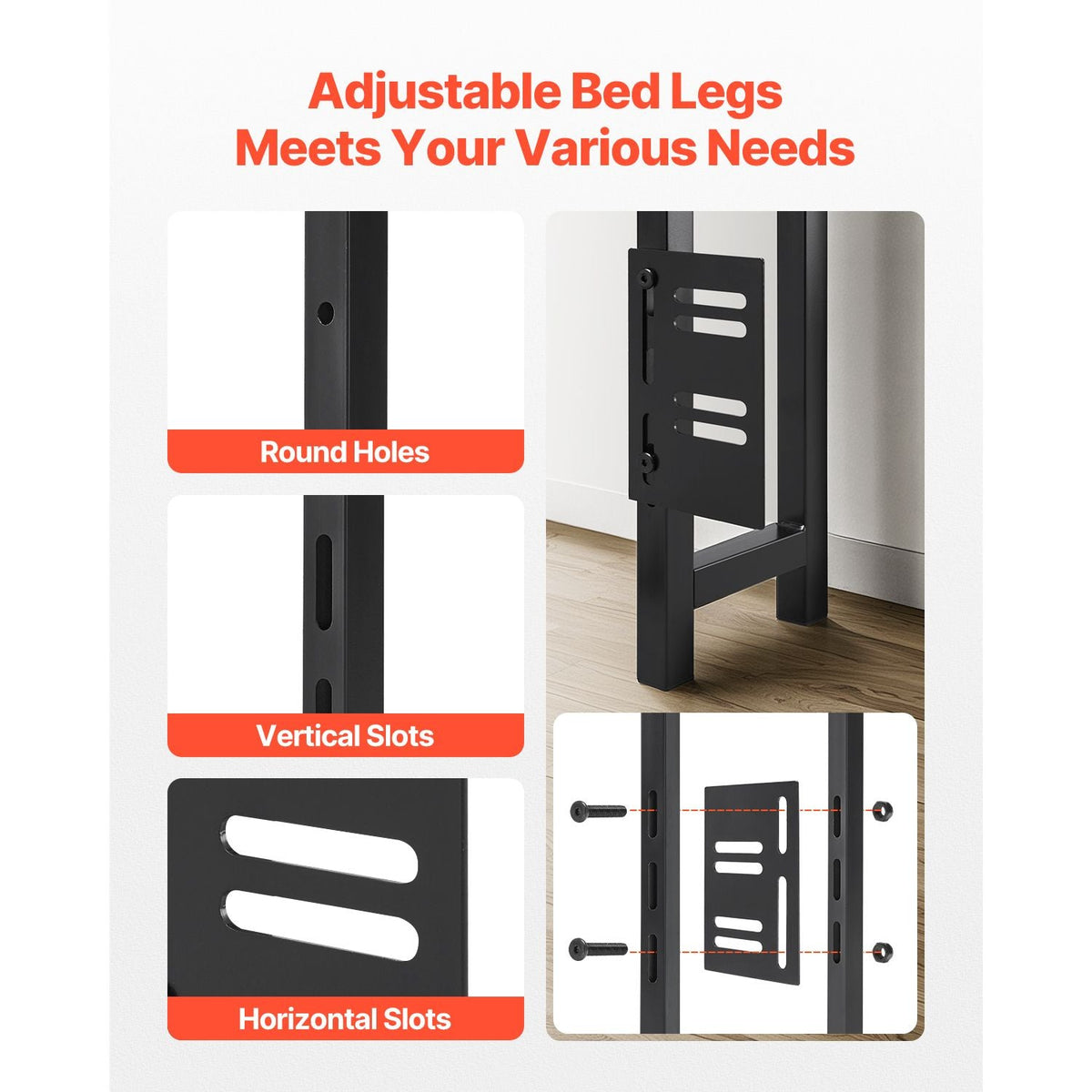 Headboard for Full Size Bed, Adjustable Height Headboard with 2 Shelves Storage, Freestanding Head Board with Charging Station and LED Light for Different Bed Frames, Easy Assembly, Brown