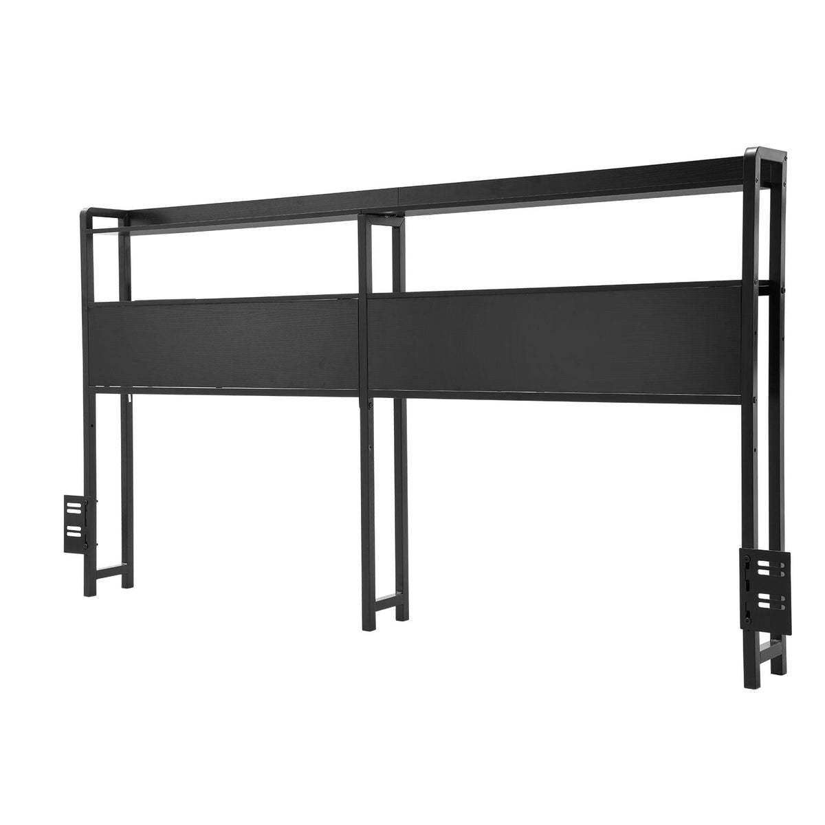Headboard for King Size Bed, Adjustable Height Headboard with 2 Shelves Storage, Freestanding Head Board with Charging Station and LED Light for Different Bed Frames, Easy Assembly, Black