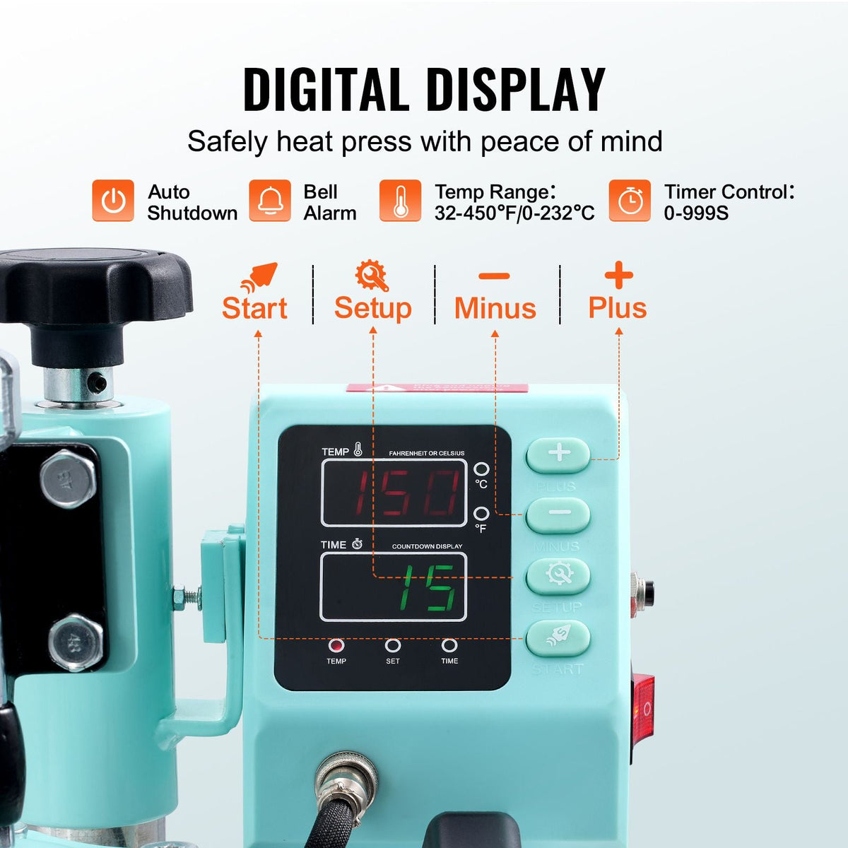 Heat Press, 12 x 10inch Heat Press Machine, 360° Swing Away T-Shirt Pressing Machine, Fast and Even Heating, Digital Precise Control, Heat Transfer Machine for T-Shirts/Pillows/Bags, Green