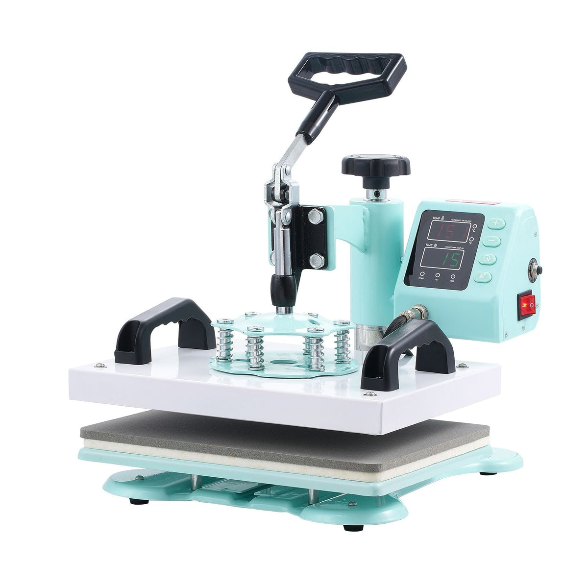 Heat Press, 12 x 10inch Heat Press Machine, 360° Swing Away T-Shirt Pressing Machine, Fast and Even Heating, Digital Precise Control, Heat Transfer Machine for T-Shirts/Pillows/Bags, Green