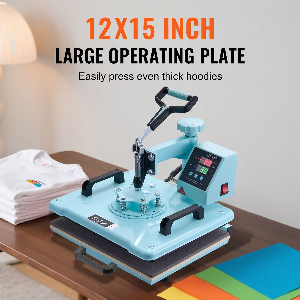 Heat Press Machine, 12 x 15 inch, 2 in 1 Heat Transfer Machine with Hat Press, 360° Swing Away T-Shirt Pressing Machine, Digital Precise Control, Fast Even Heating for T-Shirts/Hats/Caps, Green