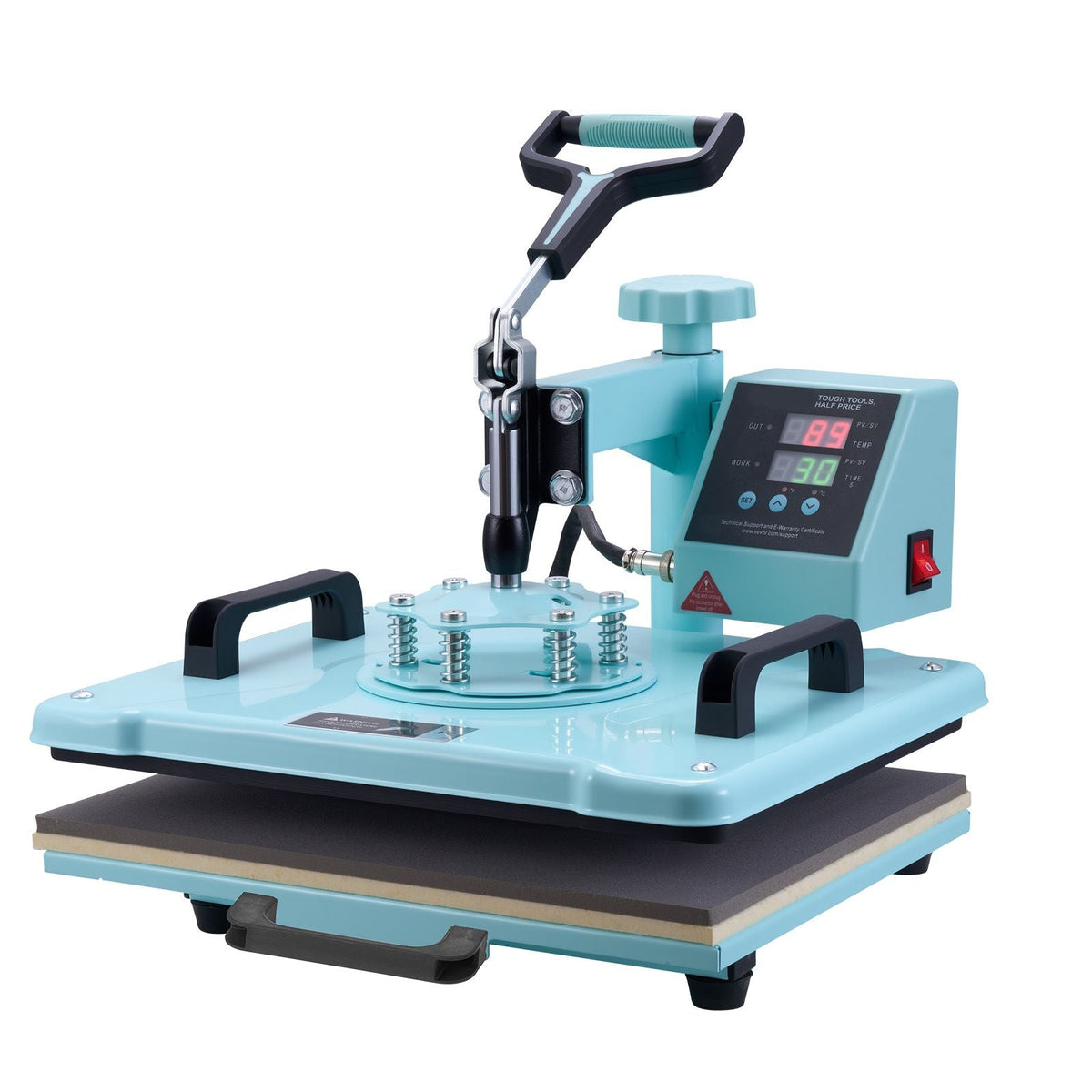 Heat Press Machine, 12 x 15 inch, 2 in 1 Heat Transfer Machine with Hat Press, 360° Swing Away T-Shirt Pressing Machine, Digital Precise Control, Fast Even Heating for T-Shirts/Hats/Caps, Green