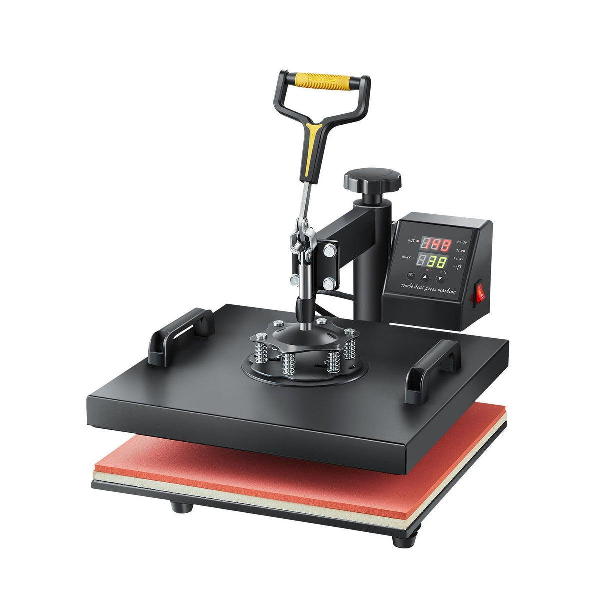 Heat Press Machine, 15 x 15 inch, 2 in 1 Heat Transfer Machine with Hat Press, 360° Swing Away T-Shirt Pressing, Digital Precise Control, Fast Even Heating for T-Shirts/Hats/Caps, Black