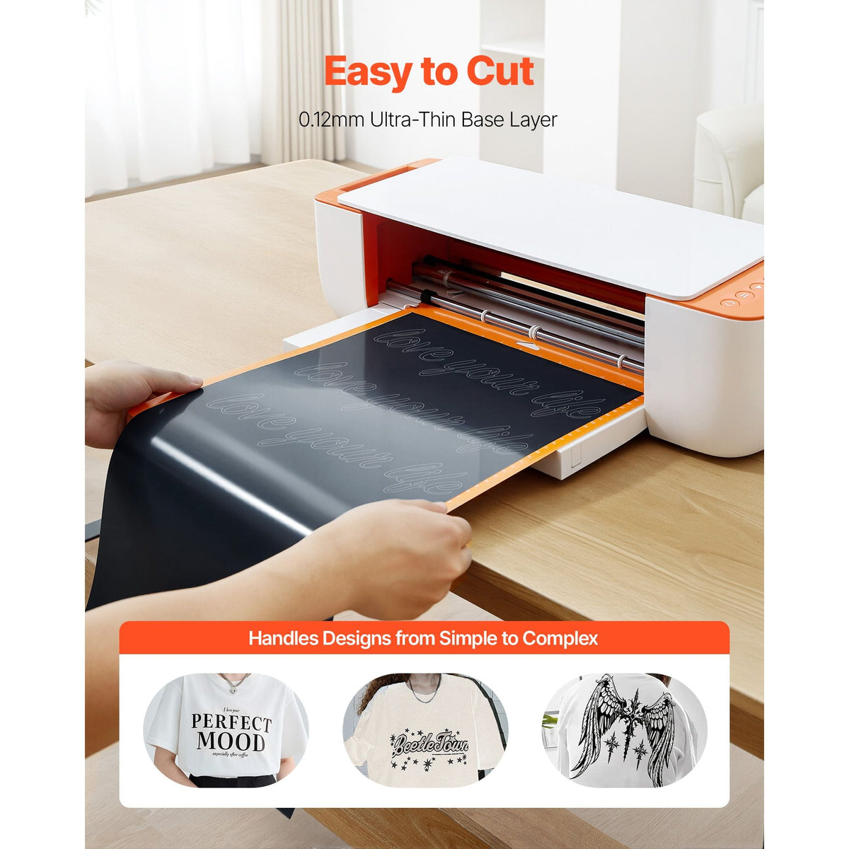 Heat Transfer Vinyl, 12 in x 50 ft, Glossy Black HTV Iron on Vinyl Roll, Easy to Cut and Weed, Strong Adhesion, Compatible with Cutting Machines, for Various Materials, T-shirts, Pillows, Hats