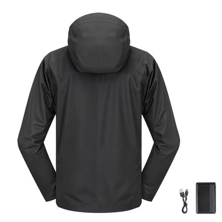 Heated Jacket for Men with 7.4V Battery, Soft Shell Electric Heating Coat, Windproof Waterproof Lightweight Outerwear with 5 Heating Zones & 3 Heat Settings, Machine Washable, L Size