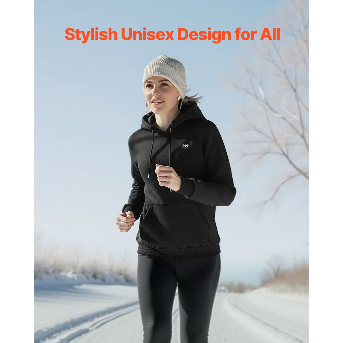 Heated Sweatshirt Hoodie for Men Women, Heated Jacket Unisex with 7.4V 16000mAh Rechargeable Power Bank Pack, 5 Heating Zones, 3 Temp Levels, 4-8H Warmth, for Winter Outdoor Camping, Black, S Size