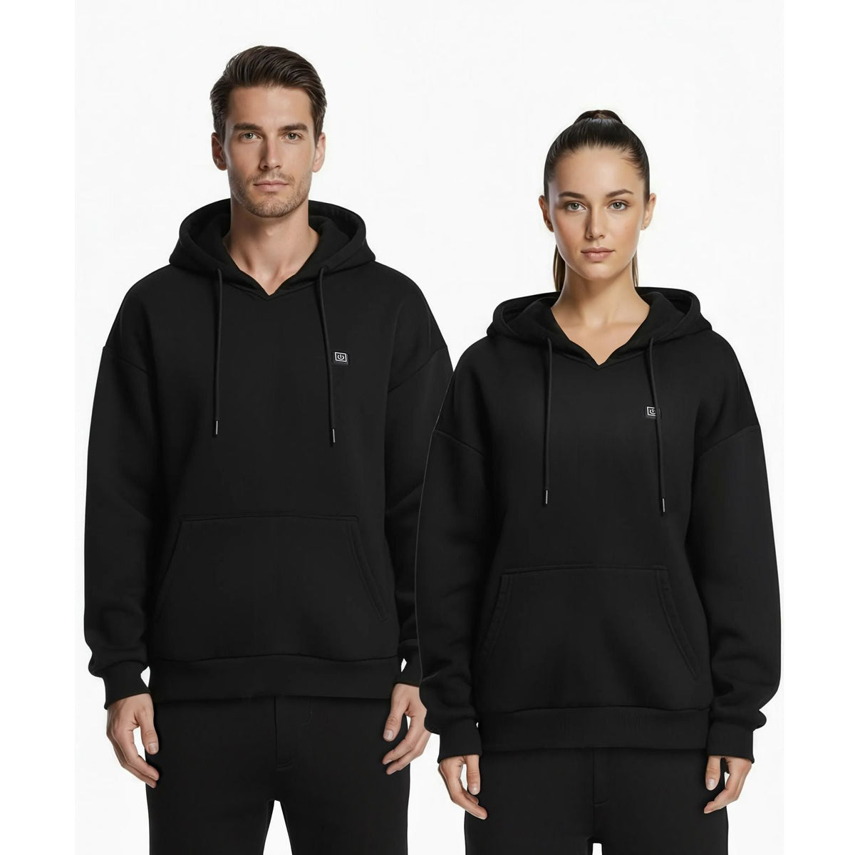 Heated Sweatshirt Hoodie for Men Women, Heated Jacket Unisex with 7.4V 16000mAh Rechargeable Power Bank Pack, 5 Heating Zones, 3 Temp Levels, 4-8H Warmth, for Winter Outdoor Camping, Black, S Size