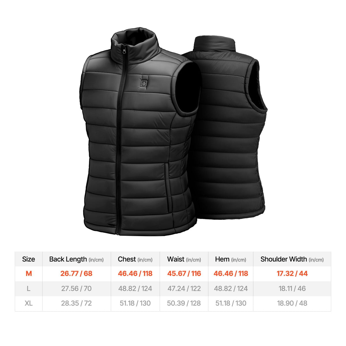 Heated Vest, Men Electric Heating Vest with 16000 mAh Battery Pack, 8 Heating Zones Lightweight Rechargeable Winter-Vest with 3 Levels, for Outdoor Hiking Camping Fishing Skiing, Size M