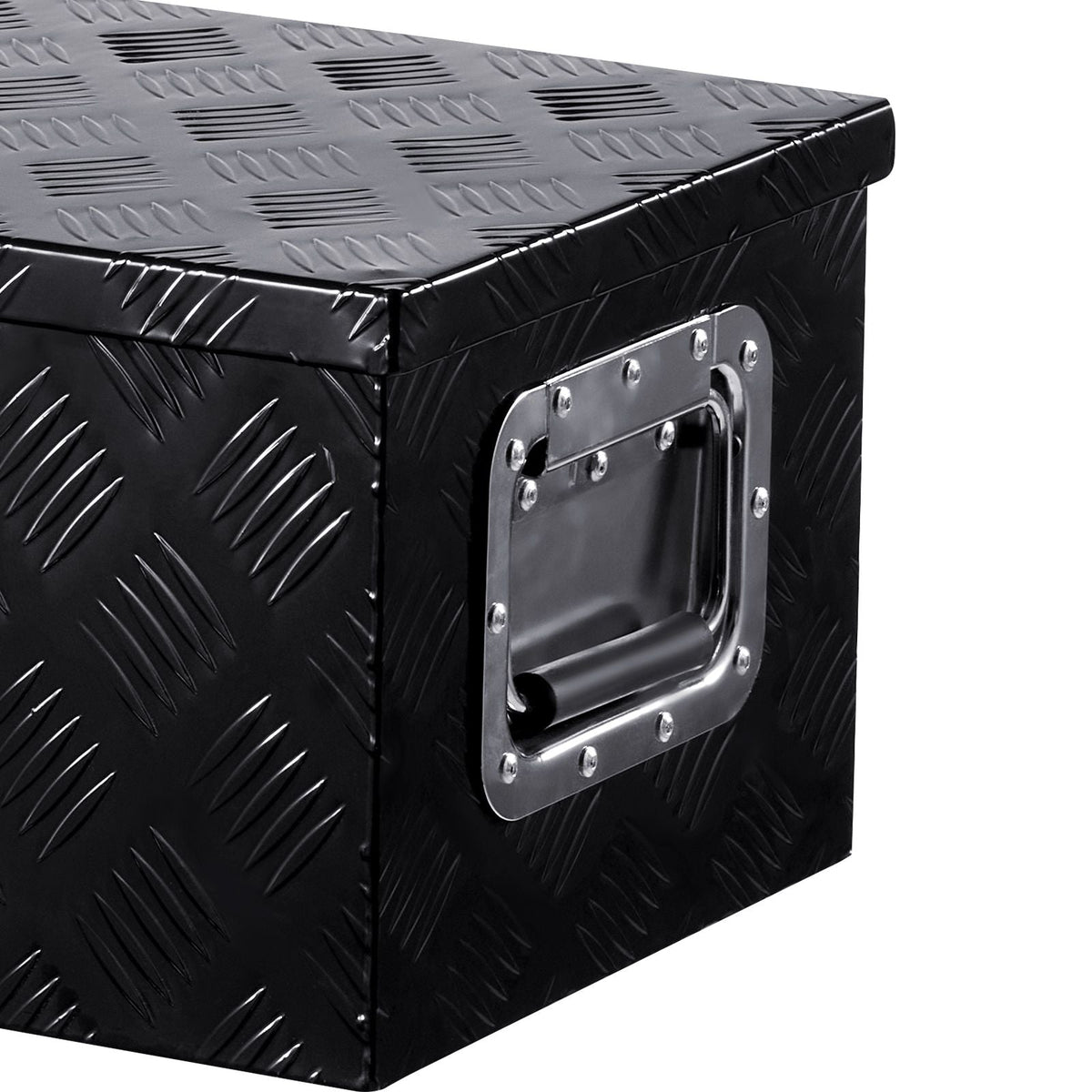 Heavy Duty Aluminum Truck Bed Tool Box, Stripes Plated Tool Box with Side Handle and Lock Keys, Storage Toolbox Chest Organizer for Trailer, Pickup, Truck Bed, RV, 20"x12"x9.5", Black