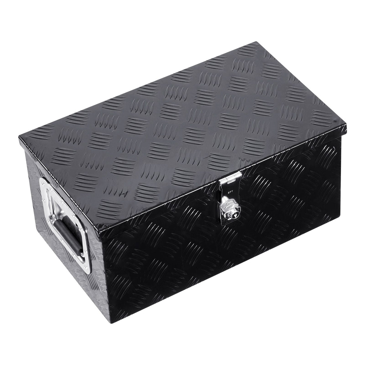Heavy Duty Aluminum Truck Bed Tool Box, Stripes Plated Tool Box with Side Handle and Lock Keys, Storage Toolbox Chest Organizer for Trailer, Pickup, Truck Bed, RV, 20"x12"x9.5", Black