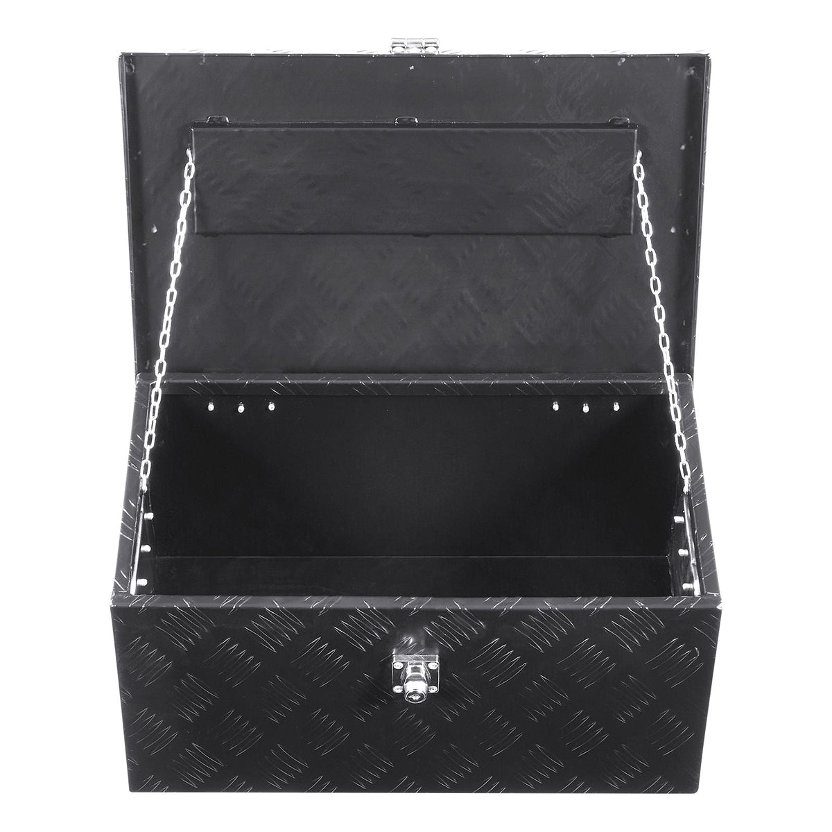 Heavy Duty Aluminum Truck Bed Tool Box, Stripes Plated Tool Box with Side Handle and Lock Keys, Storage Toolbox Chest Organizer for Trailer, Pickup, Truck Bed, RV, 20"x12"x9.5", Black