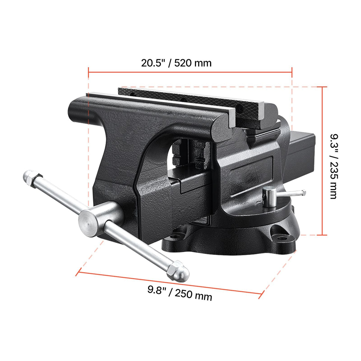 Heavy Duty Bench Vise, 10" Jaw Width, Multi-Purpose Ductile Iron Bench Vise with Anvil and 360-Degree Locking Swivel Base, 4.3" Throat Depth, 10" Max Jaw Opening, for Drilling, Pipe Cutting
