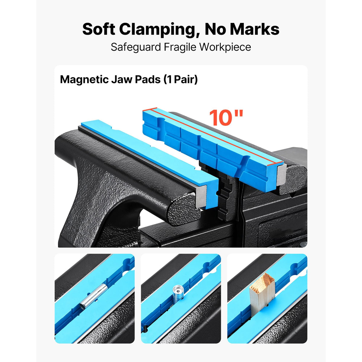 Heavy Duty Bench Vise, 10" Jaw Width, Multi-Purpose Ductile Iron Bench Vise with Anvil and 360-Degree Locking Swivel Base, 4.3" Throat Depth, 10" Max Jaw Opening, for Drilling, Pipe Cutting