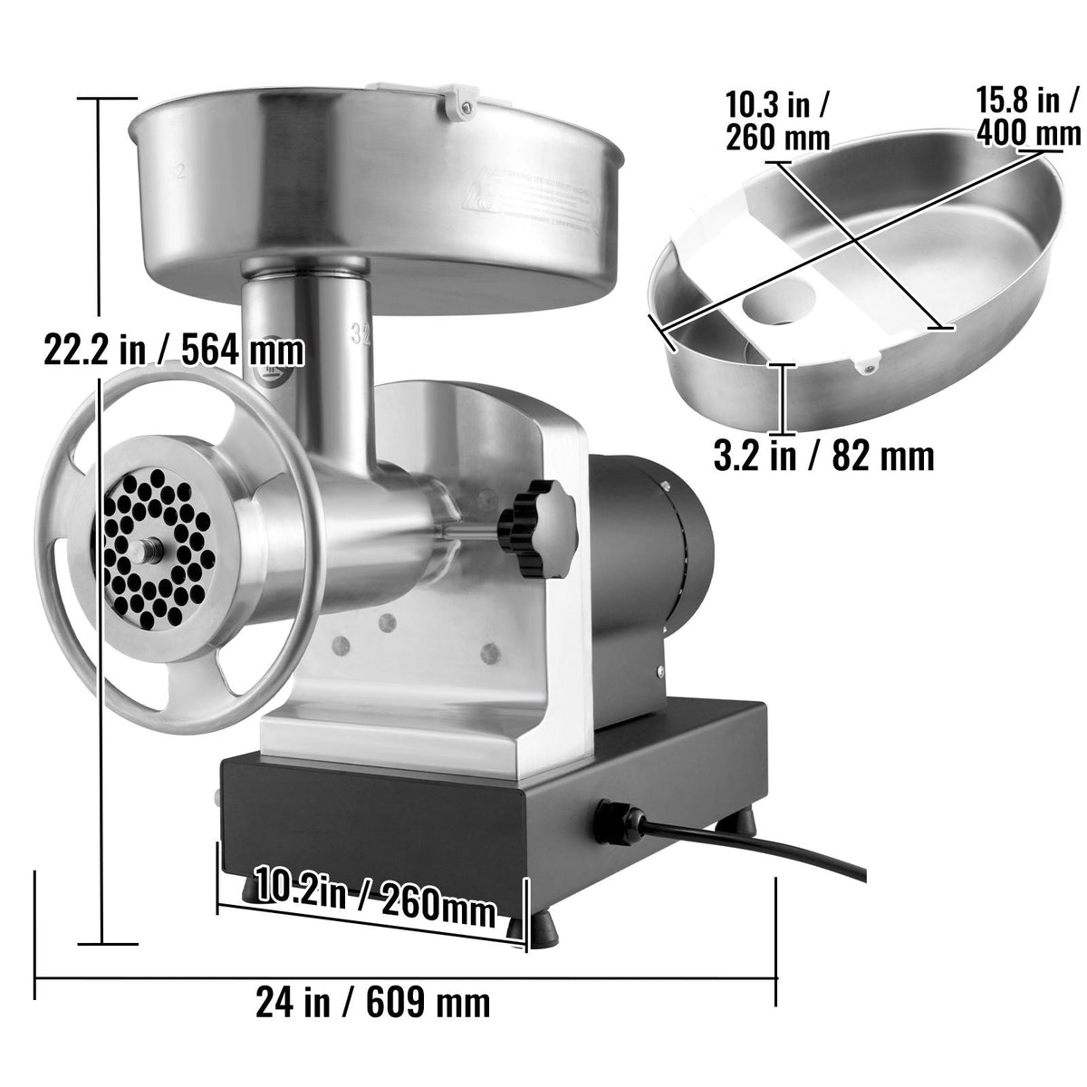 Heavy Duty Electric Meat Grinder 992 Lb/H Capacity 1100W Sausage Stuffer