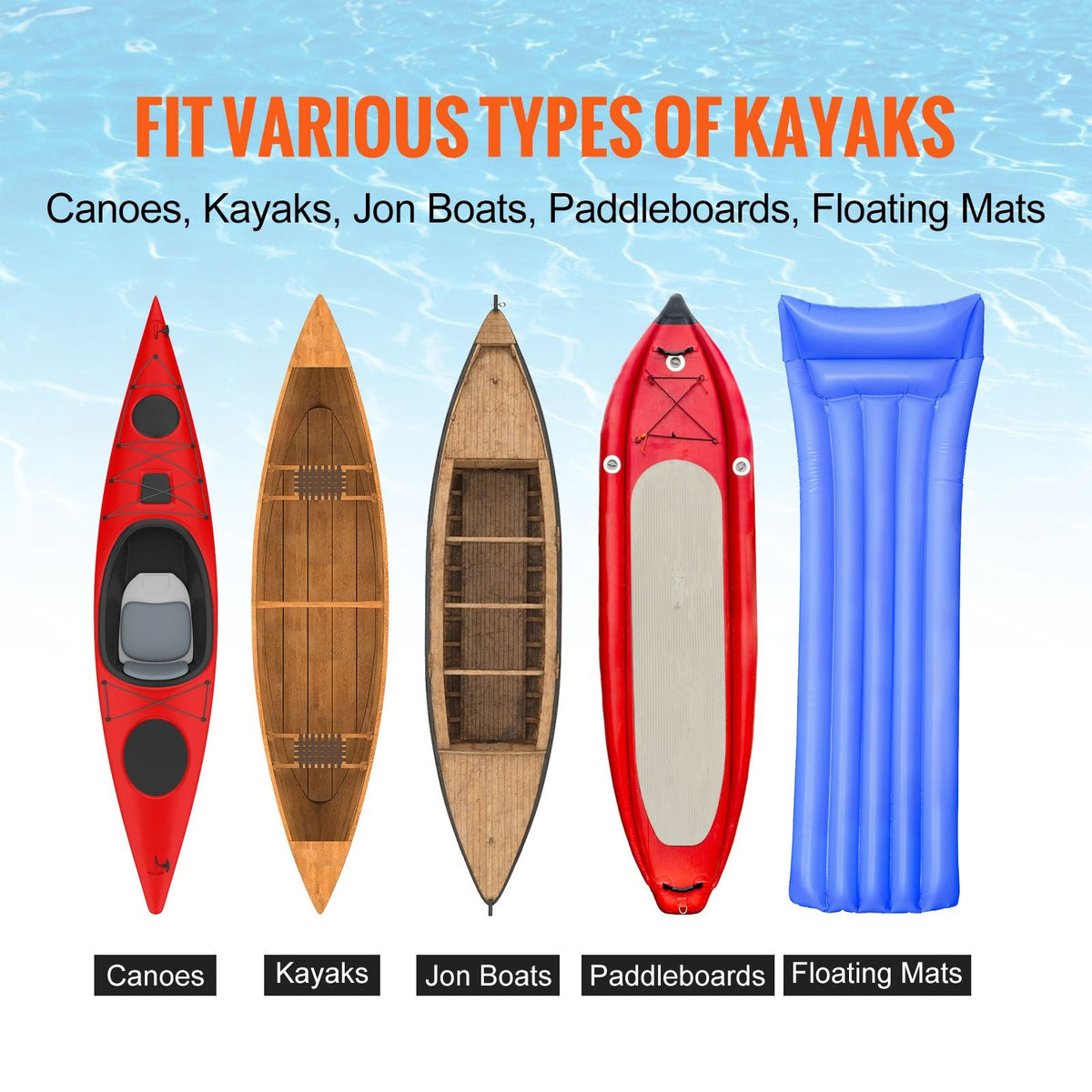 Heavy Duty Kayak Cart, 320lbs Load Capacity, Detachable Canoe Trolley Cart with 10'' Solid Tires, Adjustable Brackets & Nonslip Support Foot, for Kayaks Canoes Paddleboards Float Mats Jon Boats