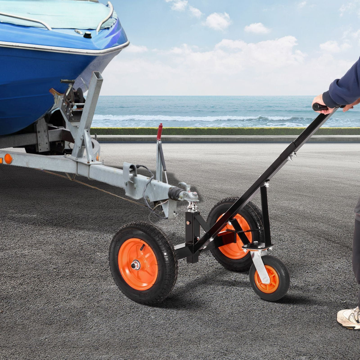 Heavy-Duty Trailer Dolly, 1000lbs Tongue Weight Capacity, Carbon Steel Trailer Mover with 2 inch Ball, 14 inch Pneumatic Tires, Portable Tow Dolly for Moving RV Trailer