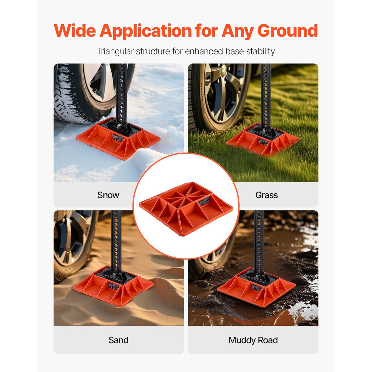 High Lift Jack Base and Handle Keeper, 11.6" x 11.6" Off Road Jack Stand Base with 7000 Pound Capacity, Heavy-Duty Farm Jacks Support Stand for Most Jacks with 7.3" x 4.7" Base, Red