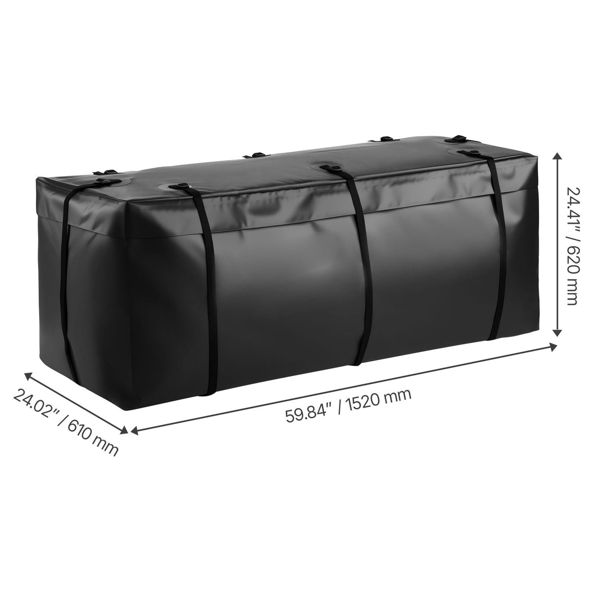 Hitch Cargo Carrier Bag, Waterproof 840D PVC, 59.84 x 24.02 x 24.41 in (20 Cubic Feet), Heavy Duty Cargo Bag for Truck Bed Storage with 6 Reinforced Straps, Suitable for Car Vans Hitch Basket