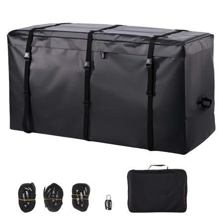 Hitch Cargo Carrier Bag, Waterproof 840D PVC, 59.84 x 24.02 x 30.63 in (25 Cubic Feet), Heavy Duty Cargo Bag for Truck Bed Storage with Reinforced Straps, Suitable for Car SUV Vans Hitch Basket