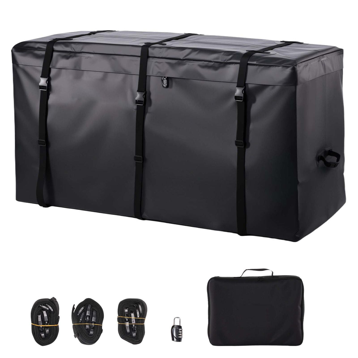 Hitch Cargo Carrier Bag, Waterproof 840D PVC, 60.24 x 24.02 x 35.94 in (30 Cubic Feet), Heavy Duty Cargo Bag for Truck Bed Storage with Reinforced Straps, Suitable for Car SUV Vans Hitch Basket